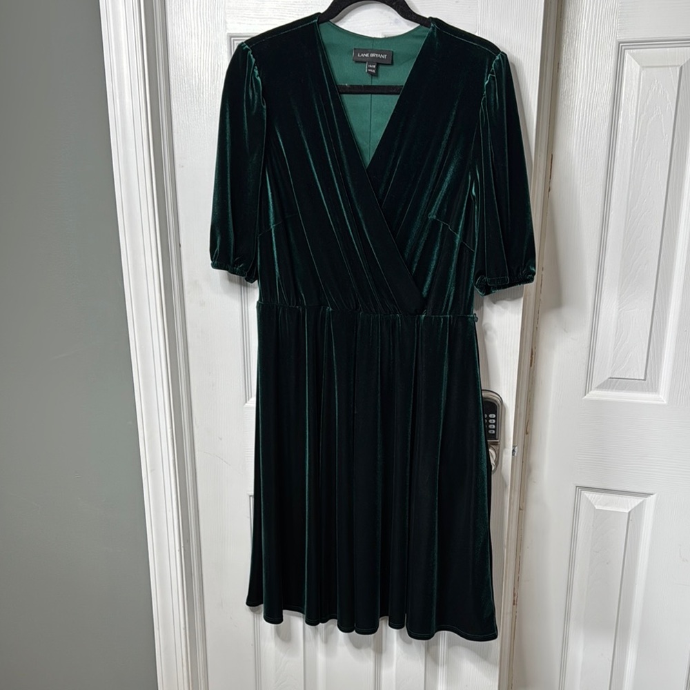 Lane Bryant Green Fit and Flare Wrap Dress
